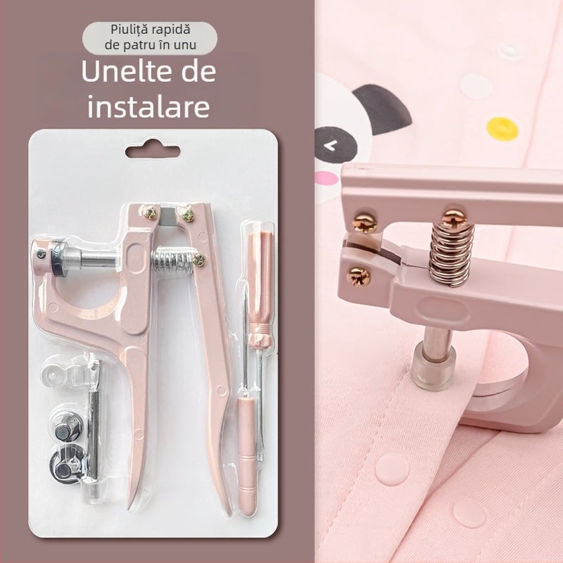 Set instrumente pentru montarea a patru nasturi din rășină, cu clește metalic manual – modele T3/T5/T8, accesorii DIY pentru nasturi