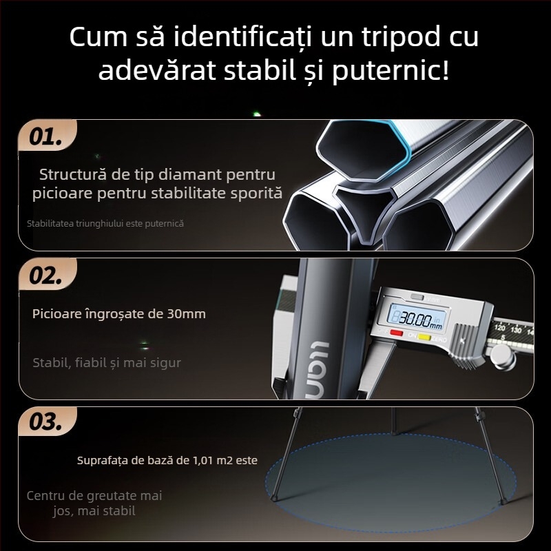 Trepied pentru cameră Light Wing V KT004, cap PTZ hidraulic, picioare cu 4 secțiuni, compatibil cu DSLR, camere fără oglindă și smartphone-uri