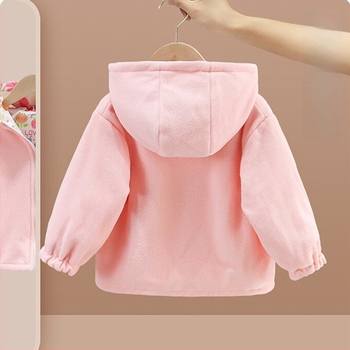 Jachetă reversibilă pentru copii cu glugă și căptușeală de fleece, palton de iarnă casual din bumbac-poliester, pentru 3–8 ani