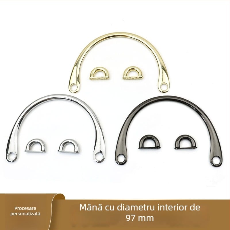 Mâner metalic pentru geantă – aliaj, finisaj lucios, design placare cu ulei etanș, model 0042