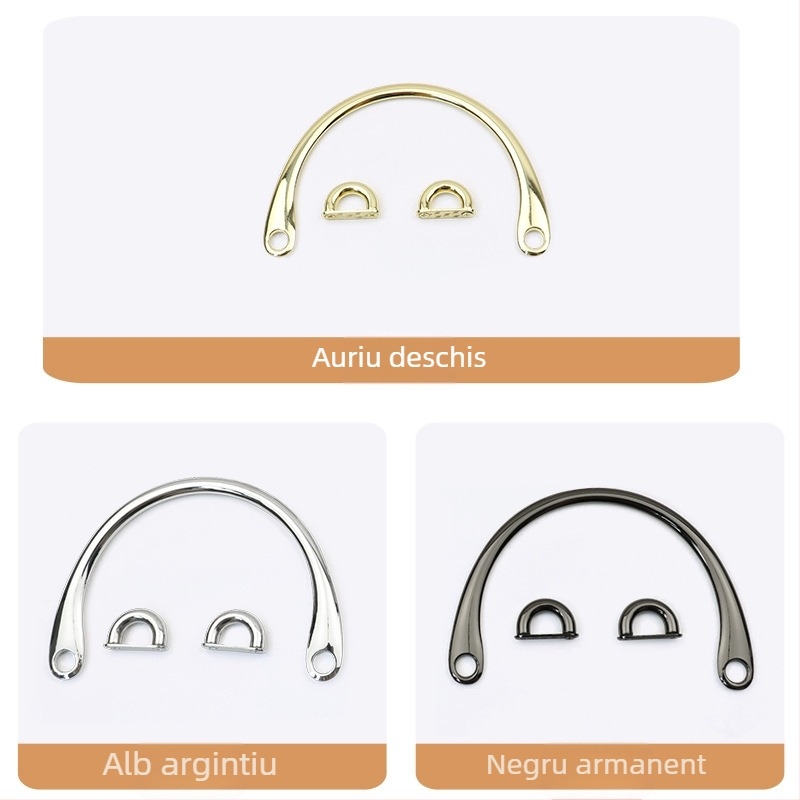 Mâner metalic pentru geantă – aliaj, finisaj lucios, design placare cu ulei etanș, model 0042