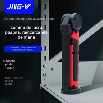 Lampa de inspecție COB+LED pentru reparații auto, lampă de lucru portabilă cu rotație, suport magnetic puternic, 3.7V, 1200lm