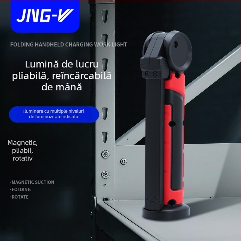 Lampa de inspecție COB+LED pentru reparații auto, lampă de lucru portabilă cu rotație, suport magnetic puternic, 3.7V, 1200lm