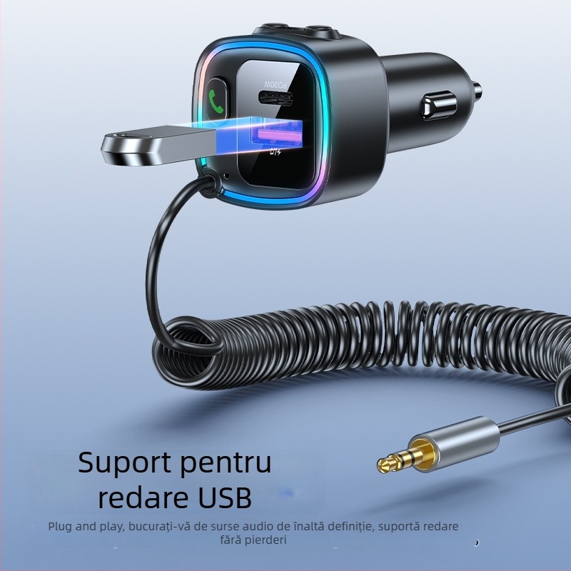 Adaptor Bluetooth pentru mașină cu cablu AUX, Bluetooth 5.4, model AW-BT01, alimentare 5V