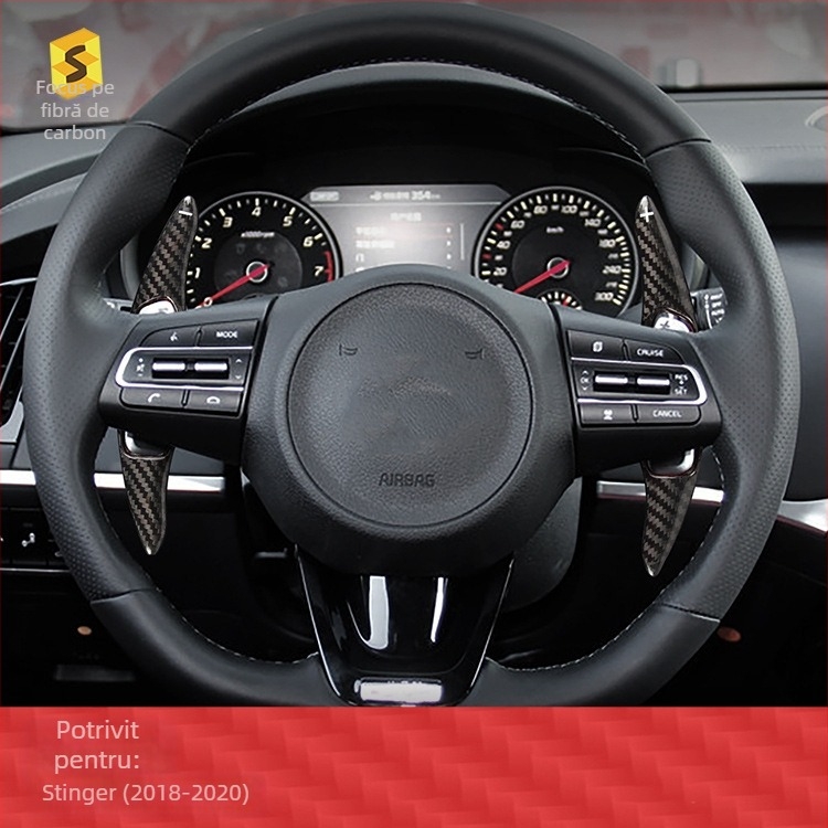 Palete de schimbare a vitezelor pentru volan, din fibră de carbon reală — Salsa Carbon Fiber, pentru Kia Stinger, cod Bp-qy-617