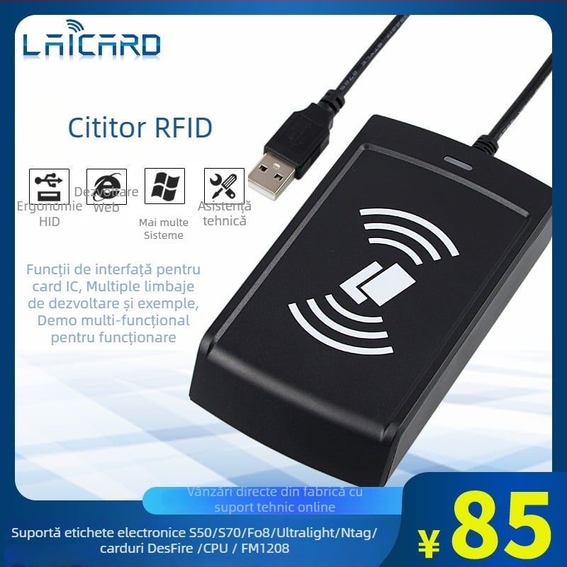 T6-AU-10-01 Cititor USB fără contact pentru carduri S50/S70/Ultralight/CPU, 13.56 MHz