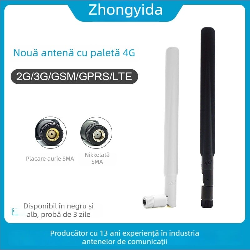 Glue stick antenna - 12 dBi, bandă de frecvență 700-2700 MHz, impedanță 50 Ω, SWR ≤ 2.0, SMA