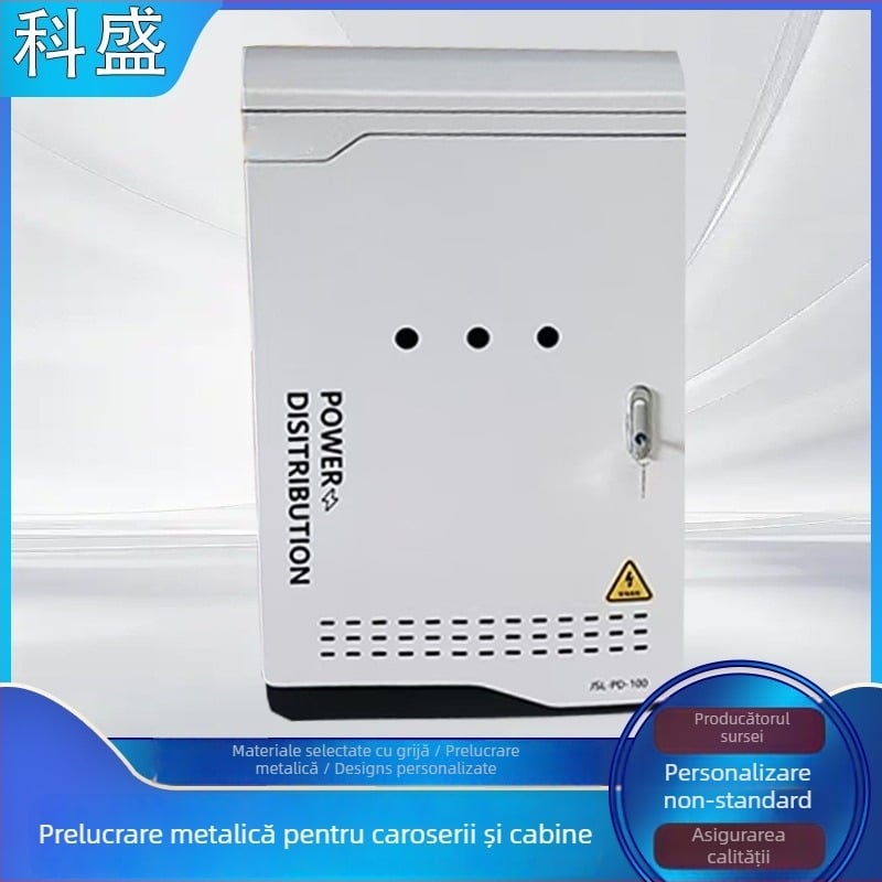 Carcasă din oțel inoxidabil cu tăiere cu laser, găurire și îndoire – grosime foi 20 mm; dimensiune de prelucrare 100 (L×W×H); finisaj vopsire în cuptor