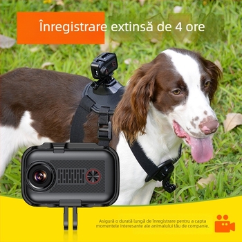 Cameră pentru animale de companie S7 — perspectivă pisică și câine, suport pe piept, senzor 5MP, carcasă ABS, baterie 4 ore