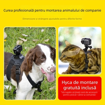 Cameră pentru animale de companie S7 — perspectivă pisică și câine, suport pe piept, senzor 5MP, carcasă ABS, baterie 4 ore