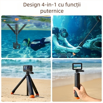 Trepied plutitor pentru selfie pentru GoPro, DJI și Insta360 (TELESIN; Model S1-tss-02; Material: plastic + aliaj de aluminiu; Compatibil universal)