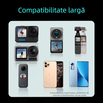 STARTRC Suport de gât pentru camere de acțiune: compatibil cu Action 2, OSMO Action, FIMI Palm 2/Palm și GoPro; material ABS + silicon + aluminiu; include suport de gât, clip pentru telefon, adaptor GoPro pentru trepied, șuruburi M5 și 3 bare ghidaj.
