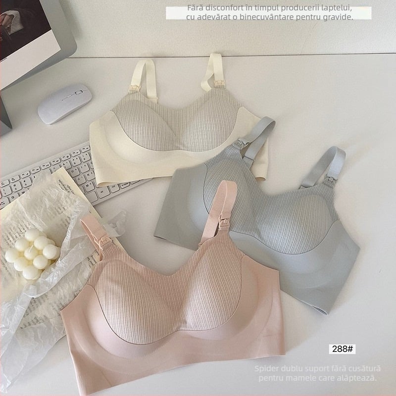 Sutien de alăptare cu închidere frontală, cupă dublă de susținere, anti-cădere, cupe modelate subțiri, postpartum