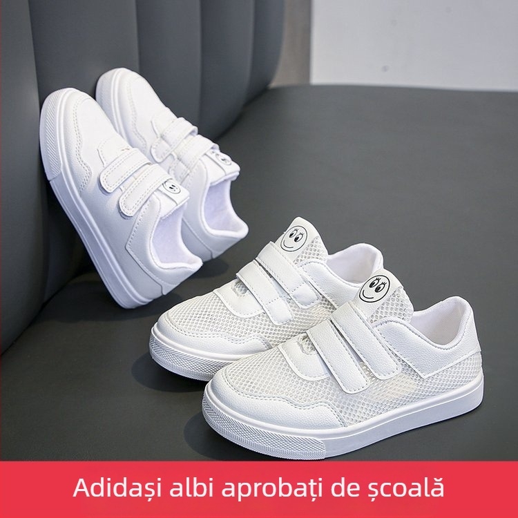 Pantofi sport copii din plasă cu Velcro – talpă din cauciuc, branț PU, căptușeală respirabilă