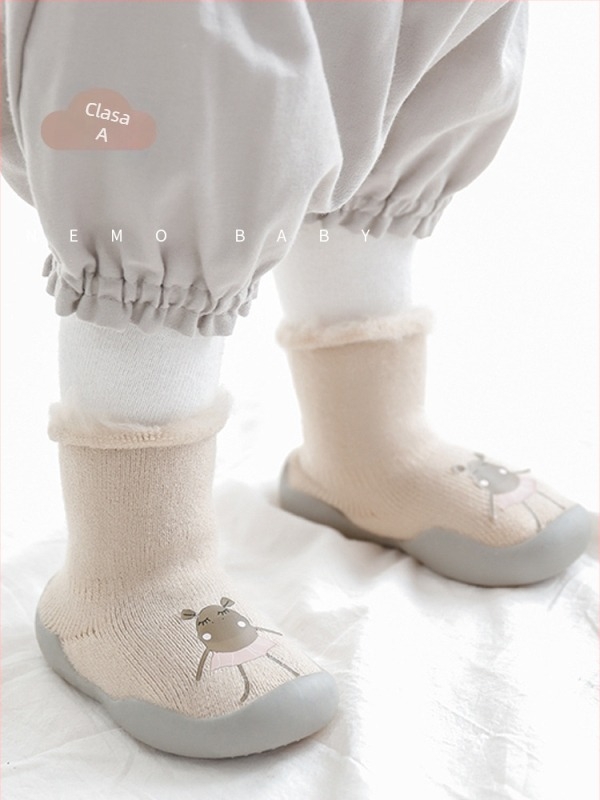 Șosete de podea pentru copii, talpă antiderapantă, material acrilic, căptuțite cu fleece, groase, pentru interior și exterior