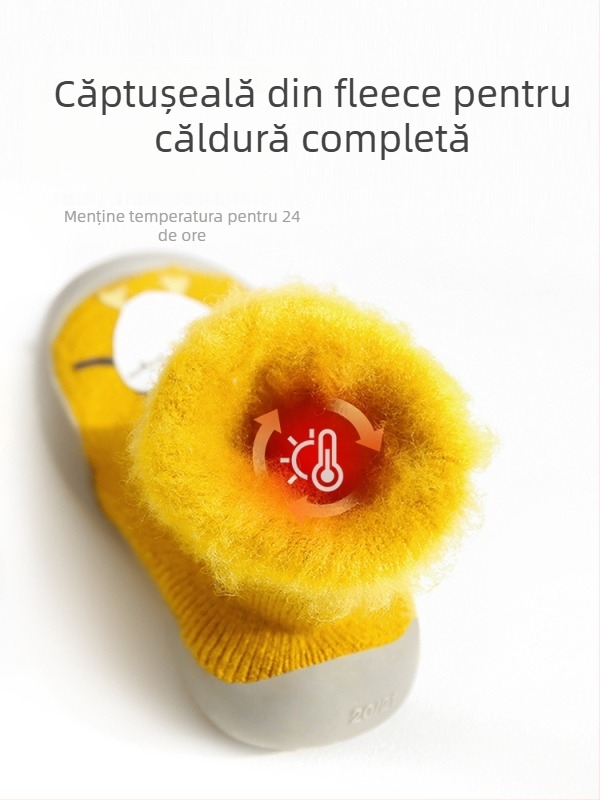 Șosete de podea pentru copii, talpă antiderapantă, material acrilic, căptuțite cu fleece, groase, pentru interior și exterior