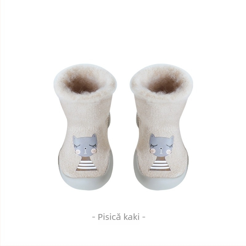 Șosete de podea pentru copii, talpă antiderapantă, material acrilic, căptuțite cu fleece, groase, pentru interior și exterior