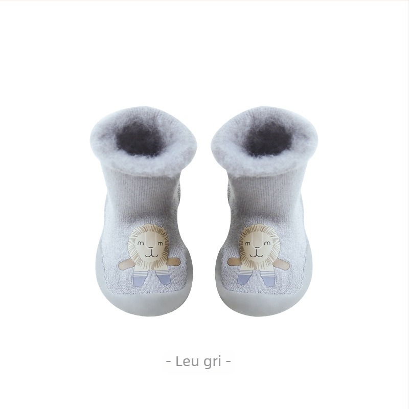 Șosete de podea pentru copii, talpă antiderapantă, material acrilic, căptuțite cu fleece, groase, pentru interior și exterior