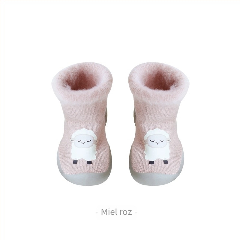 Șosete de podea pentru copii, talpă antiderapantă, material acrilic, căptuțite cu fleece, groase, pentru interior și exterior