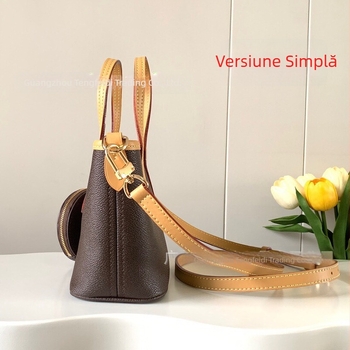 Geantă mică Neverfull Bb din piele naturală, formă orizontală pătrată, fermoar, căptușeală din pânză, o singură curea de umăr