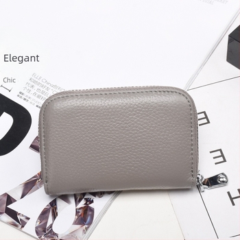 Portcard din piele naturală cu protecție RFID, anti-furt, fermoar, unisex, organizator acordeon