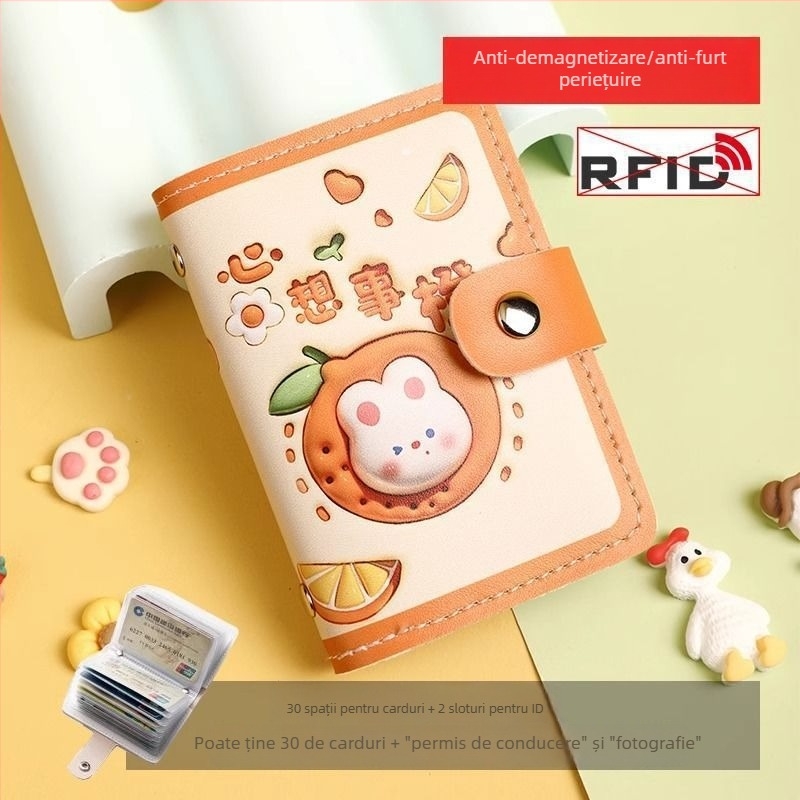 Holder de carduri în stil album, design drăguț cu desene animate, capacitate mare, piele PU