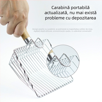 Lingură metalică pentru nisipul pisicilor; compatibilă cu bentonit, nisip de tofu și nisip amestecat; Nu este importată; fără etichetă privată