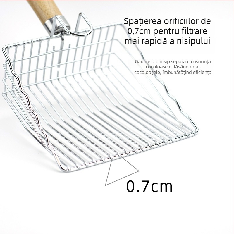 Lingură metalică pentru nisipul pisicilor; compatibilă cu bentonit, nisip de tofu și nisip amestecat; Nu este importată; fără etichetă privată