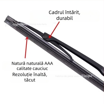 Ștergător auto cu schelet din fier în formă U, model 14-28, compatibil cu 99% din brațe în formă U, unghi de ștergere 90°, 12–24V