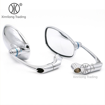 Oglindă retrovizoare pentru motocicletă HP-J003, oglindă plană, 12V, carcasă din ABS+aluminiu, oglindă din sticlă, compatibilă cu ghidoane de 8mm sau 10mm