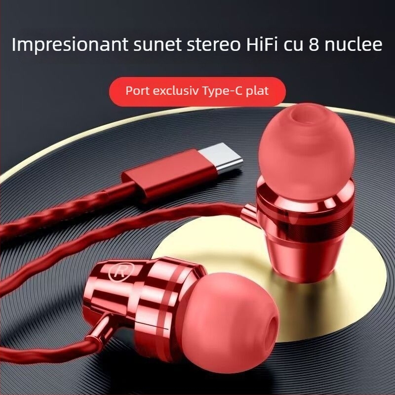 Căști Lavalier cu fir pentru urechi, cu interfață circulară și microfon încorporat – Compatibile cu Xiaomi și Huawei