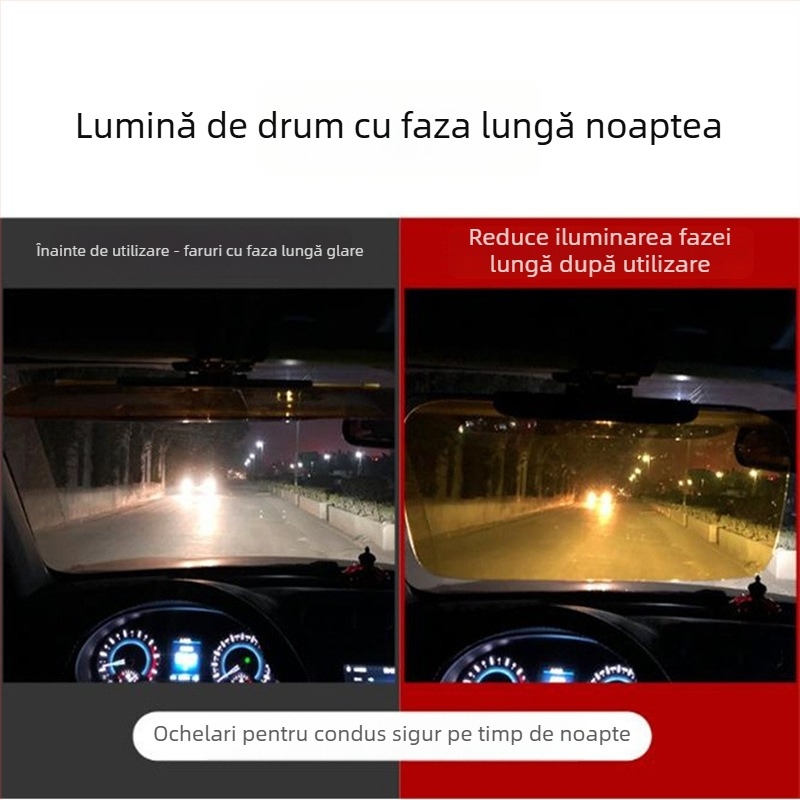Vizor auto anti-strălucire ziua/noaptea, montaj telescopic, folie de aluminiu, potrivire universală, compatibil Toyota