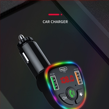 Încărcător auto cu încărcare rapidă și voltmetru, intrare 12V/24V, emițător FM și player Bluetooth MP3