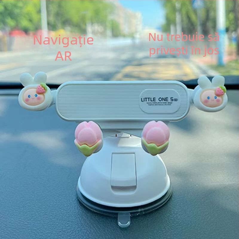 Suport de telefon pentru mașină cu ventuză, universal, fără baterie, design desen animat