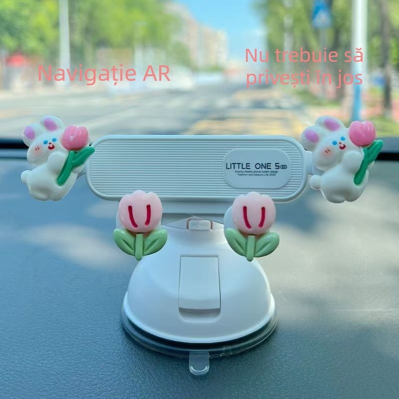 Suport de telefon pentru mașină cu ventuză, universal, fără baterie, design desen animat