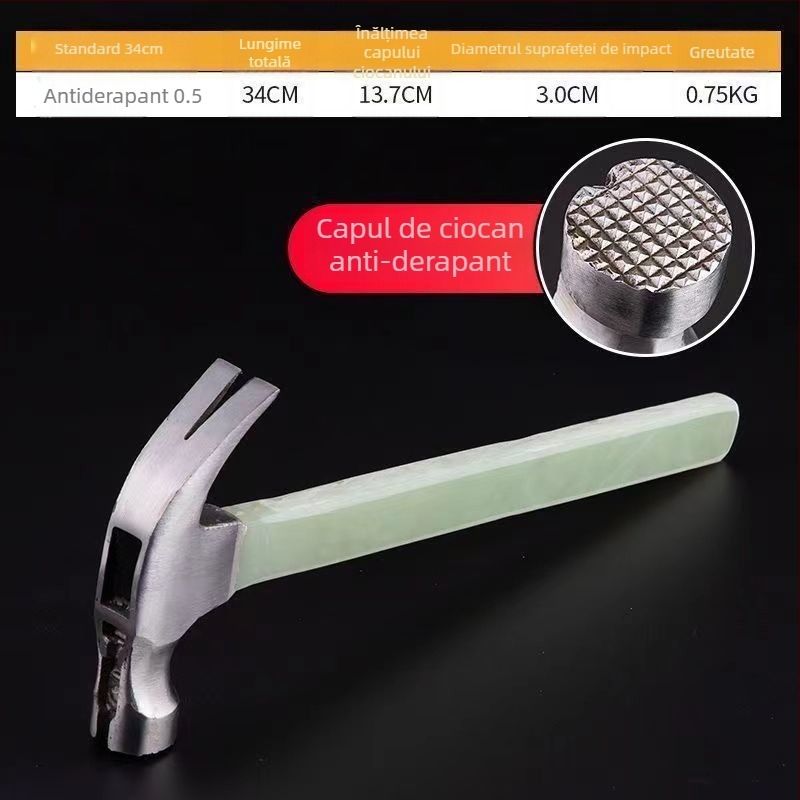 Ciocan cu gheare, mâner izolat, priză antiderapantă, magnet pentru extragerea cuiurilor, ciocan compact pentru tâmplărie, din oțel carbon înalt