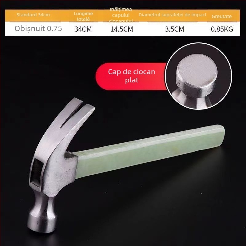 Ciocan cu gheare, mâner izolat, priză antiderapantă, magnet pentru extragerea cuiurilor, ciocan compact pentru tâmplărie, din oțel carbon înalt