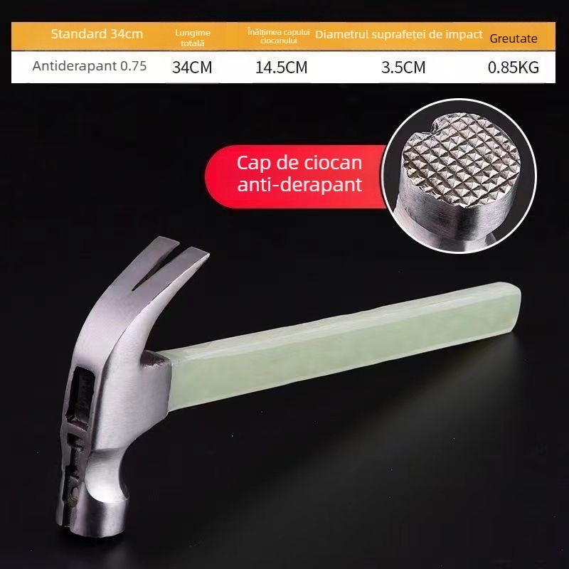 Ciocan cu gheare, mâner izolat, priză antiderapantă, magnet pentru extragerea cuiurilor, ciocan compact pentru tâmplărie, din oțel carbon înalt