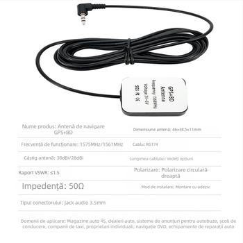 Antena GPS/Beidou pentru bordul mașinii - impermeabilă, activă, Beidou dual-mode, cu amplificare în două etape și filtrare