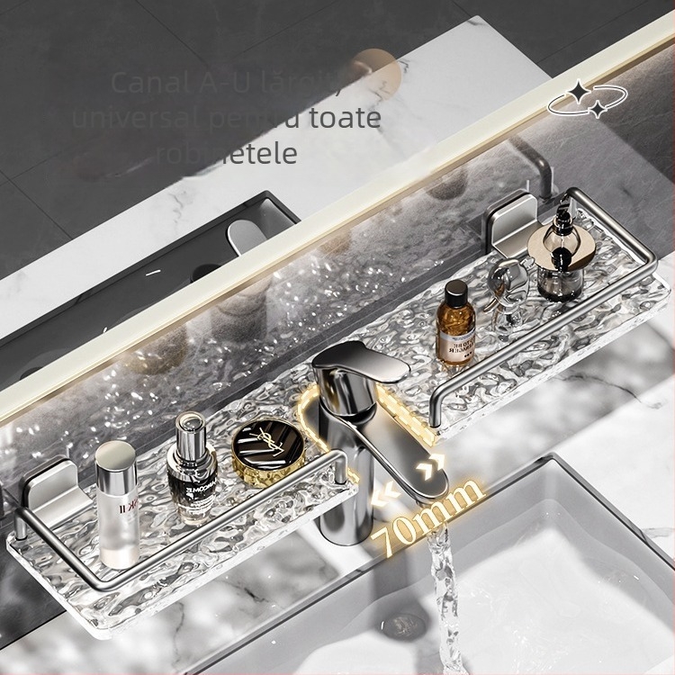 Raft de baie din aliaj de aluminiu, montaj fără găuri, finisaj sablat cu nisip, încărcare 40 Jin, un singur raft