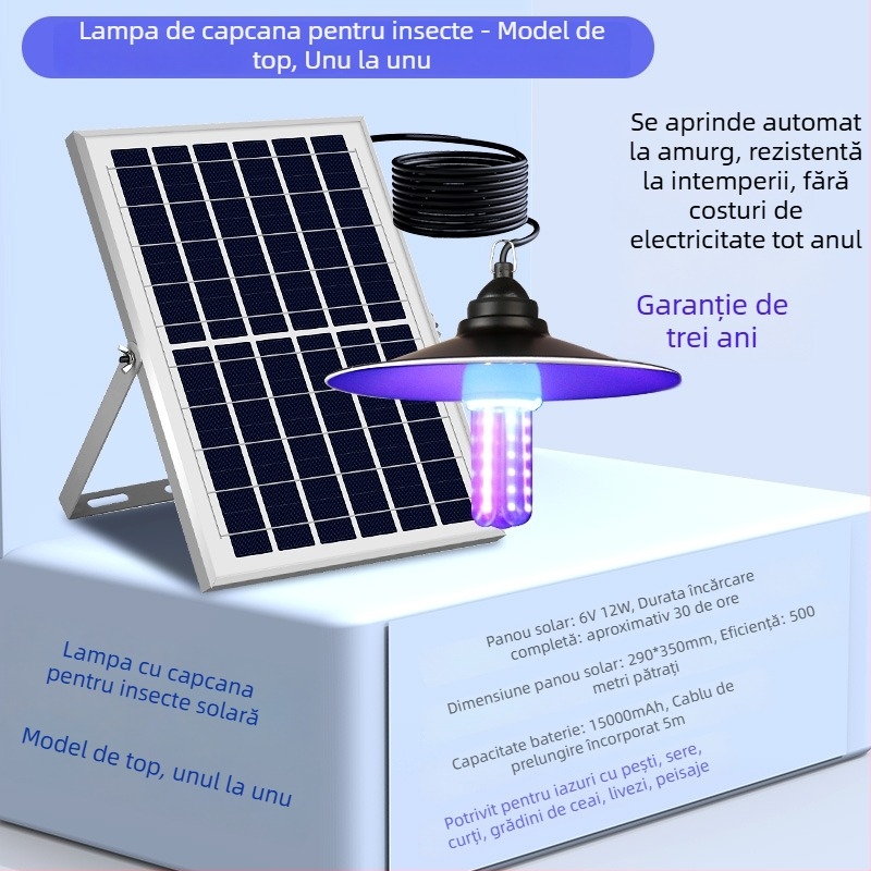 Lampă lipicioasă pentru țânțari, exterior, acoperire 10 m², funcționare electrică manuală, fără baterie