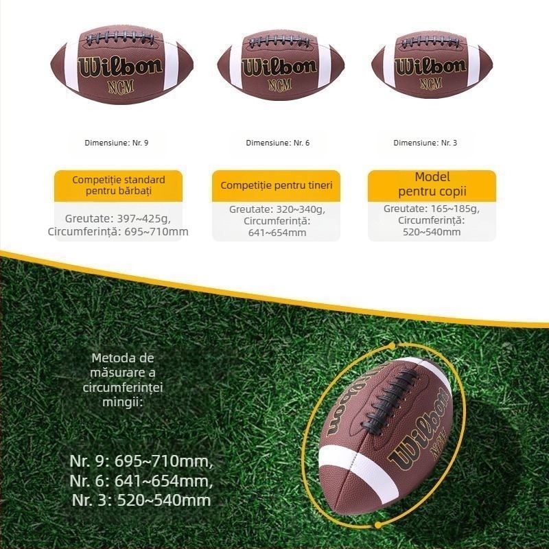 Fotbal american – minge de joc standard, material PP, cusută la mașină, categorie rugby, fără personalizare