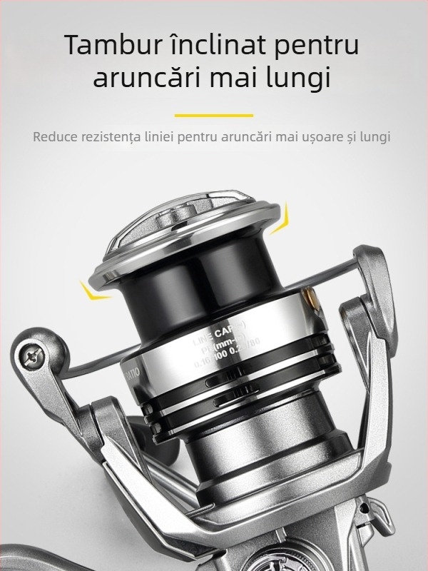 Hui Diao Mulineta de Spinning din metal, tambur înclinat, mâner interschimbabil stânga/dreapta, pentru pescuit marin