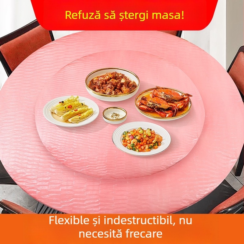 Față de masă circulară, de unică folosință din PE, impermeabilă la apă și la ulei, stil modern minimalist