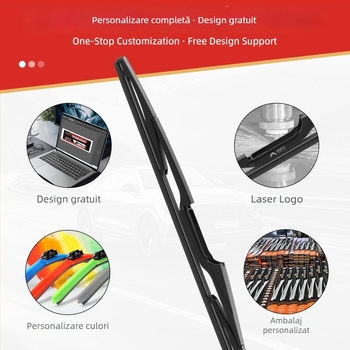 Ștergător spate pentru autoturism, multifuncțional cu 16 conectori, RW01, unghi de ștergere 180°, compatibil cu 99% dintre modelele, material: oțel carbon înalt + cauciuc natural