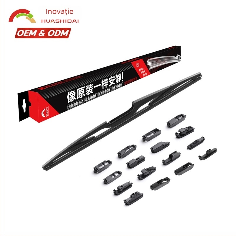 Ștergător spate pentru autoturism, multifuncțional cu 16 conectori, RW01, unghi de ștergere 180°, compatibil cu 99% dintre modelele, material: oțel carbon înalt + cauciuc natural