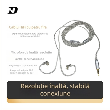 Nd 10-1 Cablu audio, nucleu din cupru fără oxigen, fir placat cu argint, 2 pini, țesut manual, 0.78 mm