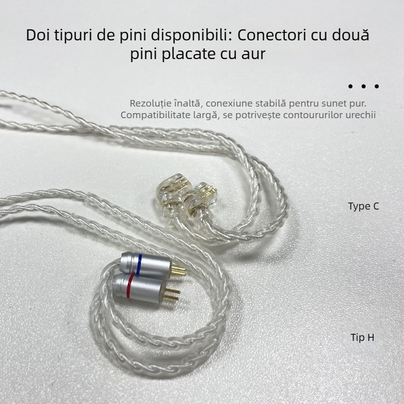 Nd 10-1 Cablu audio, nucleu din cupru fără oxigen, fir placat cu argint, 2 pini, țesut manual, 0.78 mm