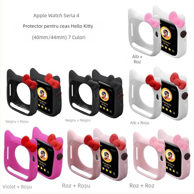Carcasă Kemoka pentru Apple Watch, design Hello Kitty din silicon TPU, compatibilă cu Apple Watch, greutate 4,5 g, lansată în 2020