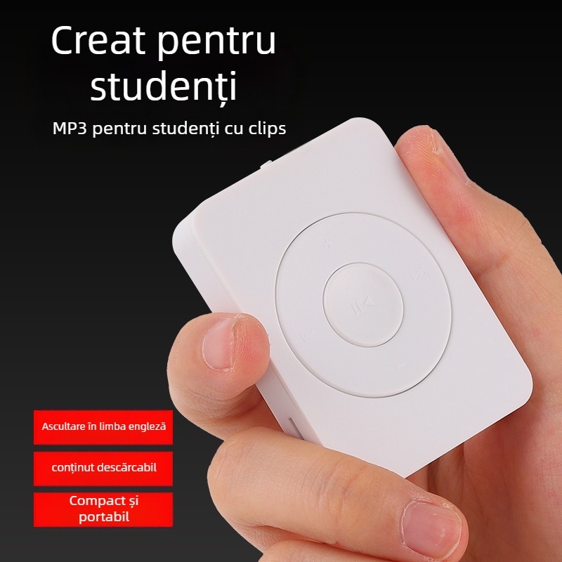 MP3 player pentru sport și alergare cu difuzor extern – Model U302, baterie 150 mAh, redare de 8 ore, fără ecran